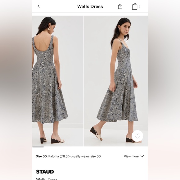 STAUD black and Cream Striped Dress - Picture 2 of 6